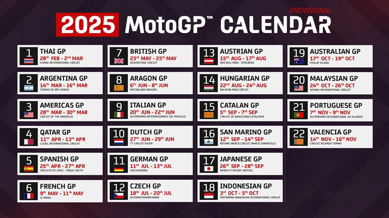 MotoGP kalendar 2025 provizorni